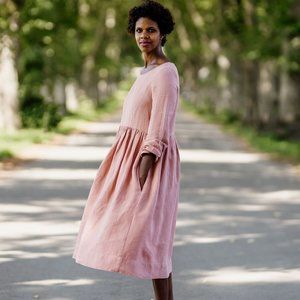 Son de Flor Smock Dress, Long Sleeves, Petal Rose